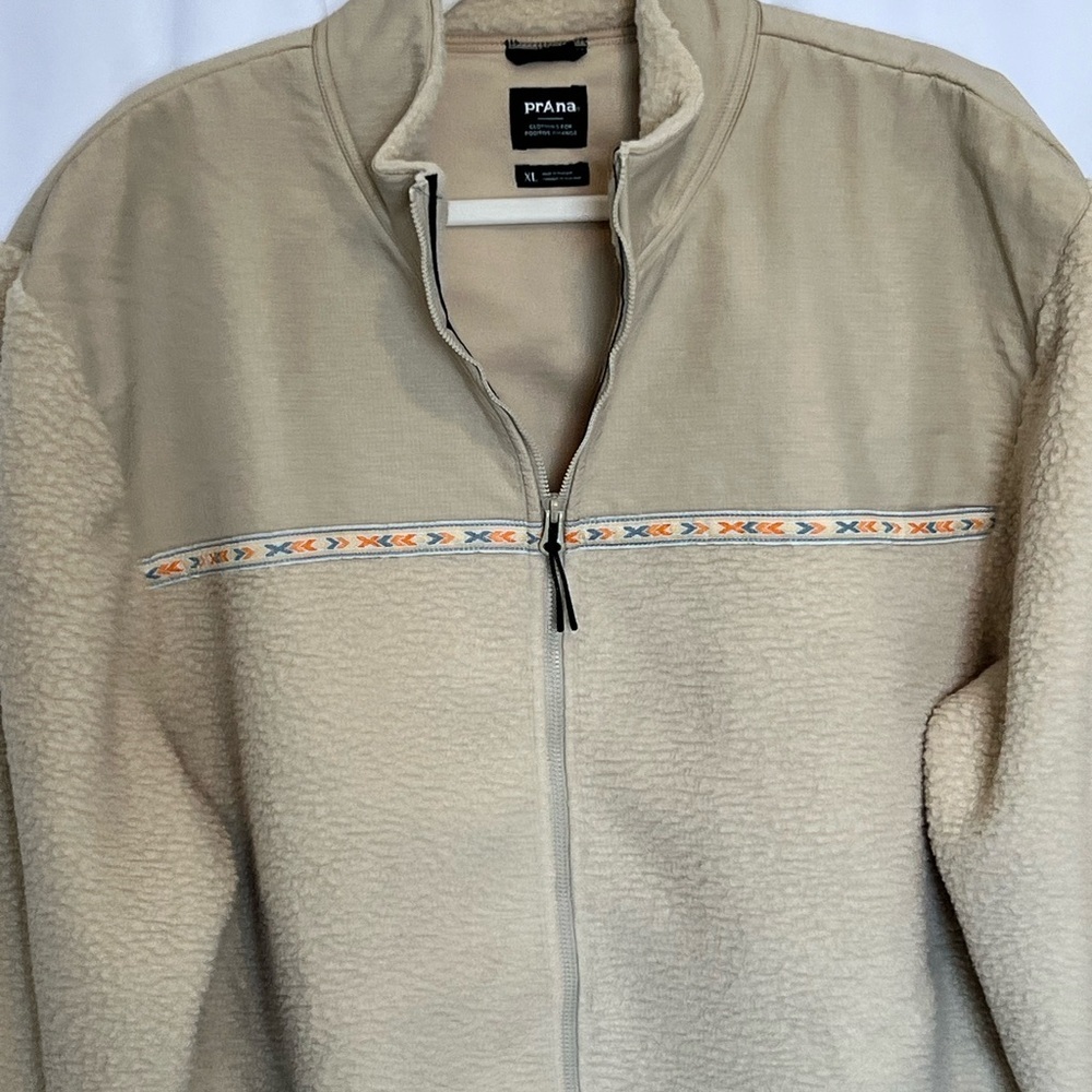 Prana Hurricane FZ Fleece Zip Up Jacket Mens Size XL Cliffside Geo Ribbon